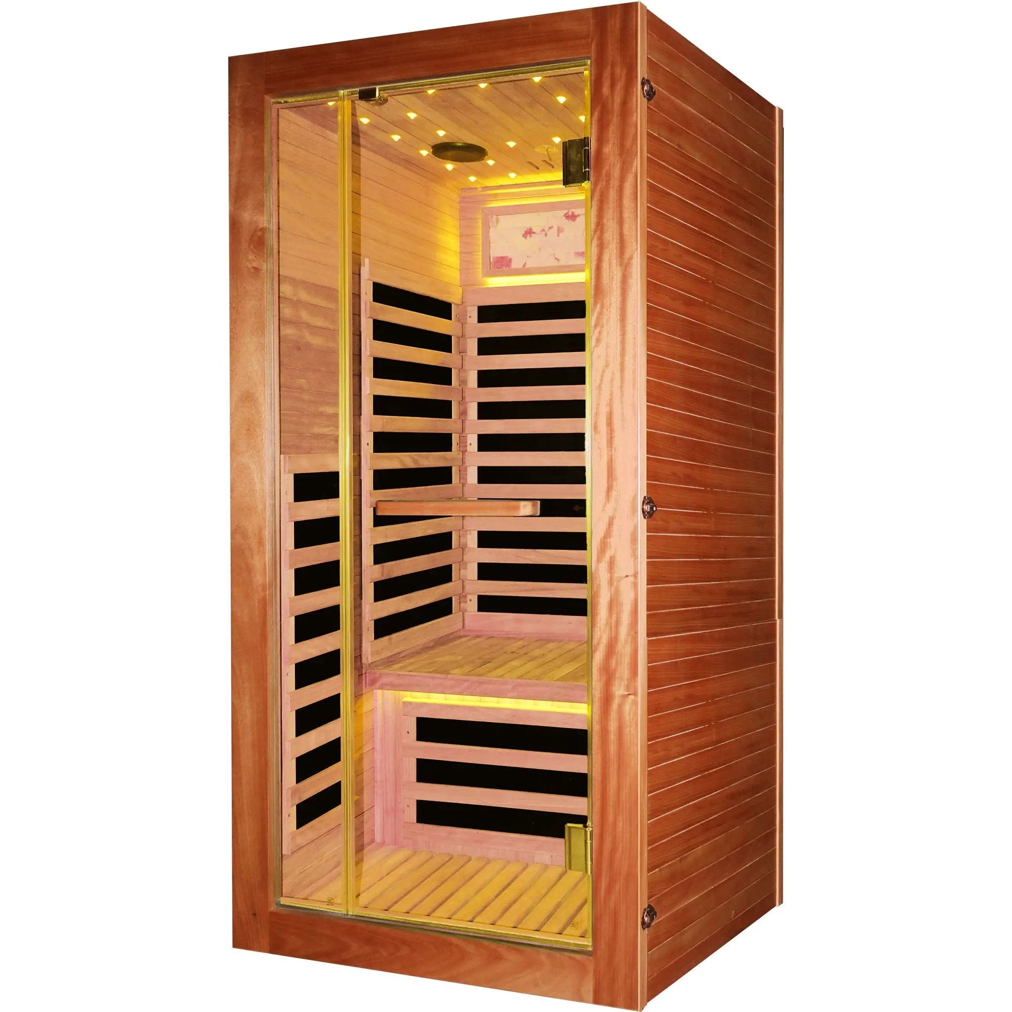 Single Person Sauna Room With LED Lighting, Epoxy Heating Plates, And Compact Design - American White Oak by HouseOfZazla
