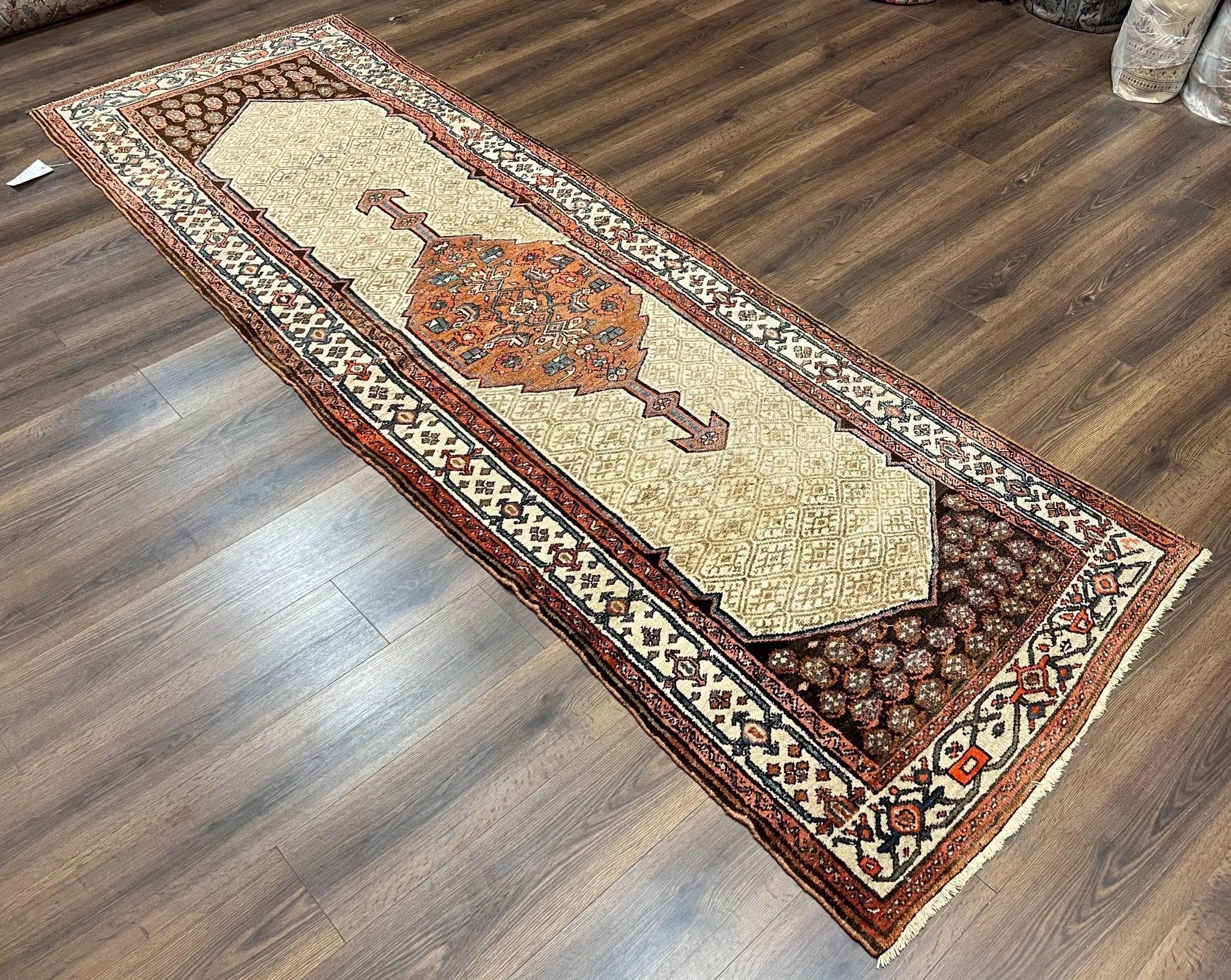 Rare Persian Tribal Runner Rug 3.5 x 10, Sarab Serab Kalegy Carpet, Antique 1920s Collectible Geometric Medallion Oriental Wool Runner, Hand Knotted, Camel Hair Color by Jewel Rugs