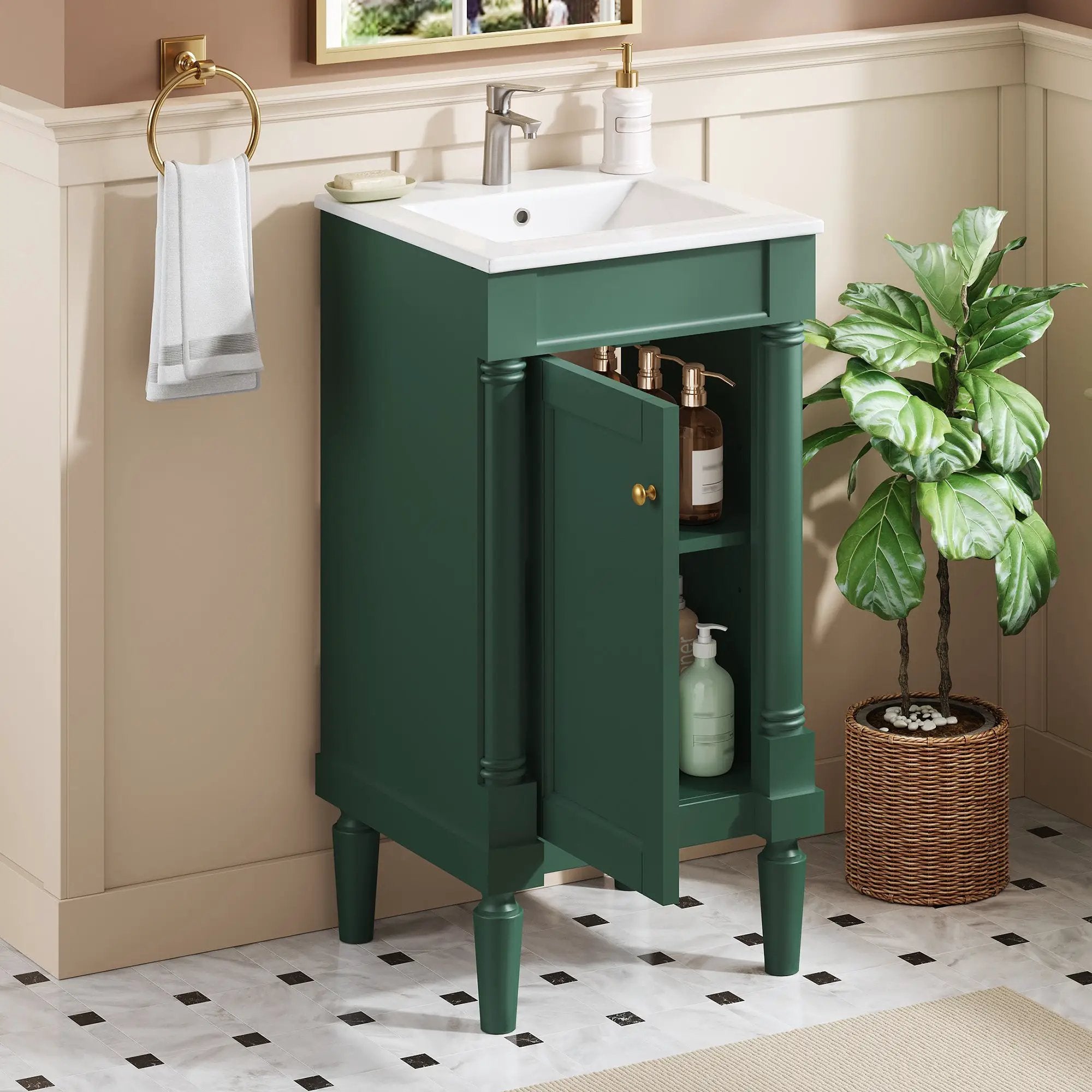 18" French Style Bathroom Cabinet with Storage by HouseOfZazla