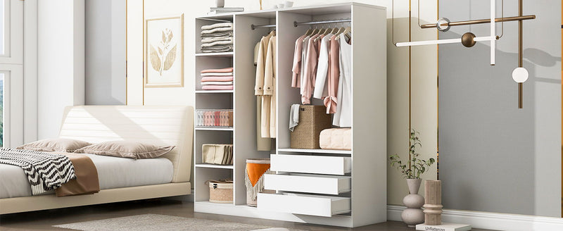 Doorless Storage Wardrobe For Dedroom With Shelves And 3 Drawers by HouseOfZazla