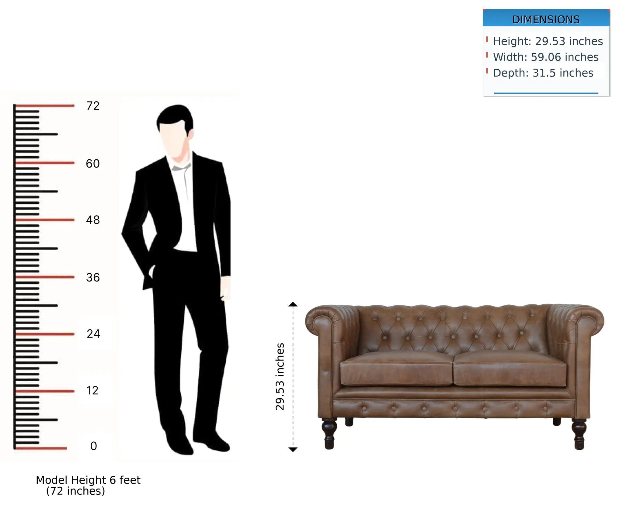 Buffalo - Chesterfield Sofa - Brown by HouseOfZazla