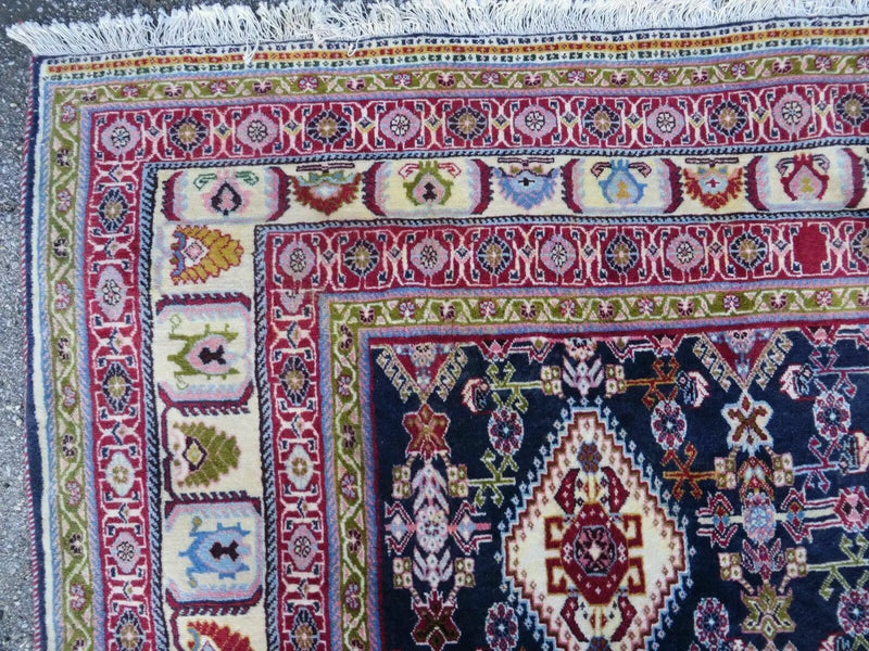 Oversized Persian Shiraz Tribal Rug 13x19, Palace Sized Oriental Carpet, Handmade Hand-Knotted X Large Rug, Red Blue Cream, Allover Herati Pattern by Jewel Rugs