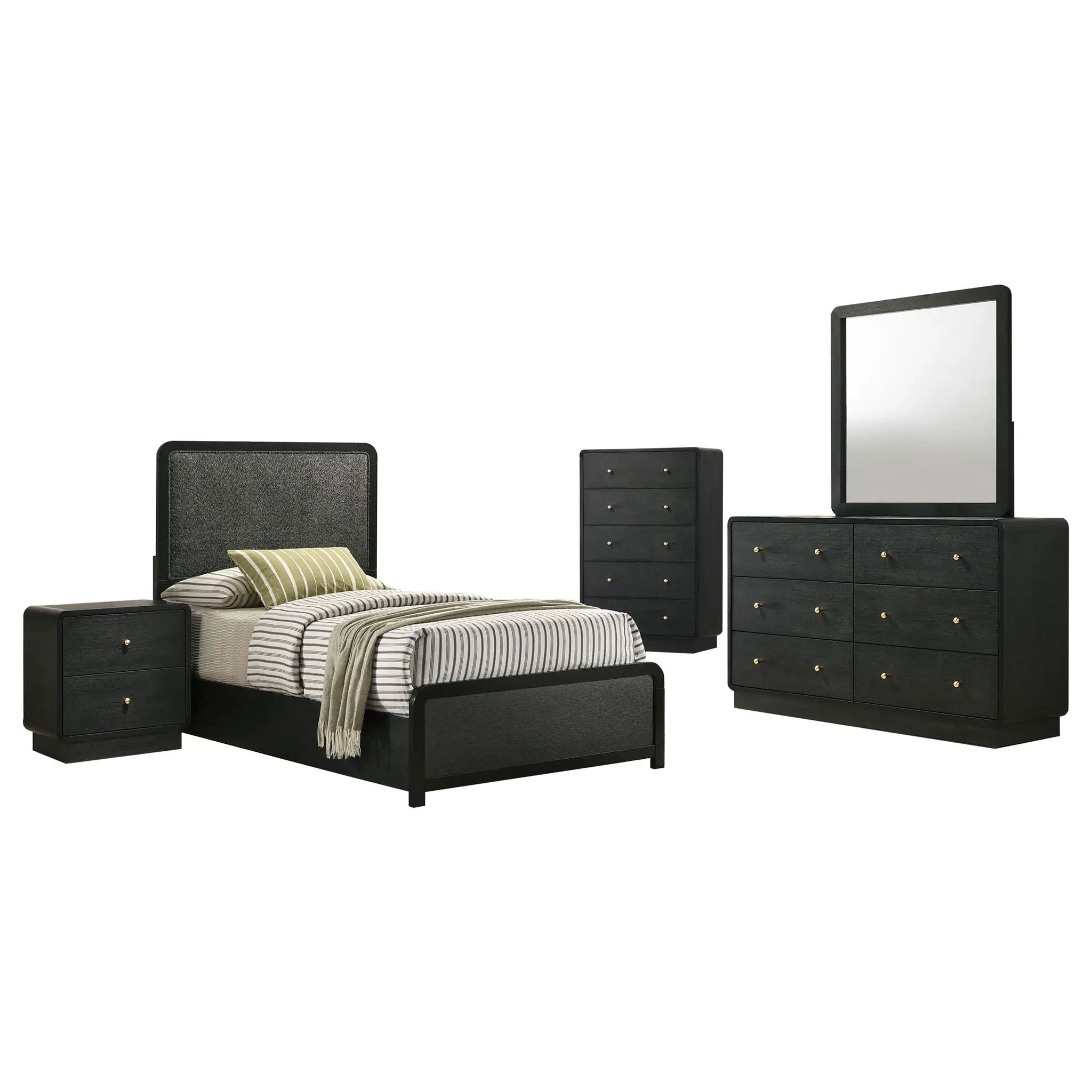 Cavelle 5-piece Twin Bedroom Set Black by Unique Piece Furniture