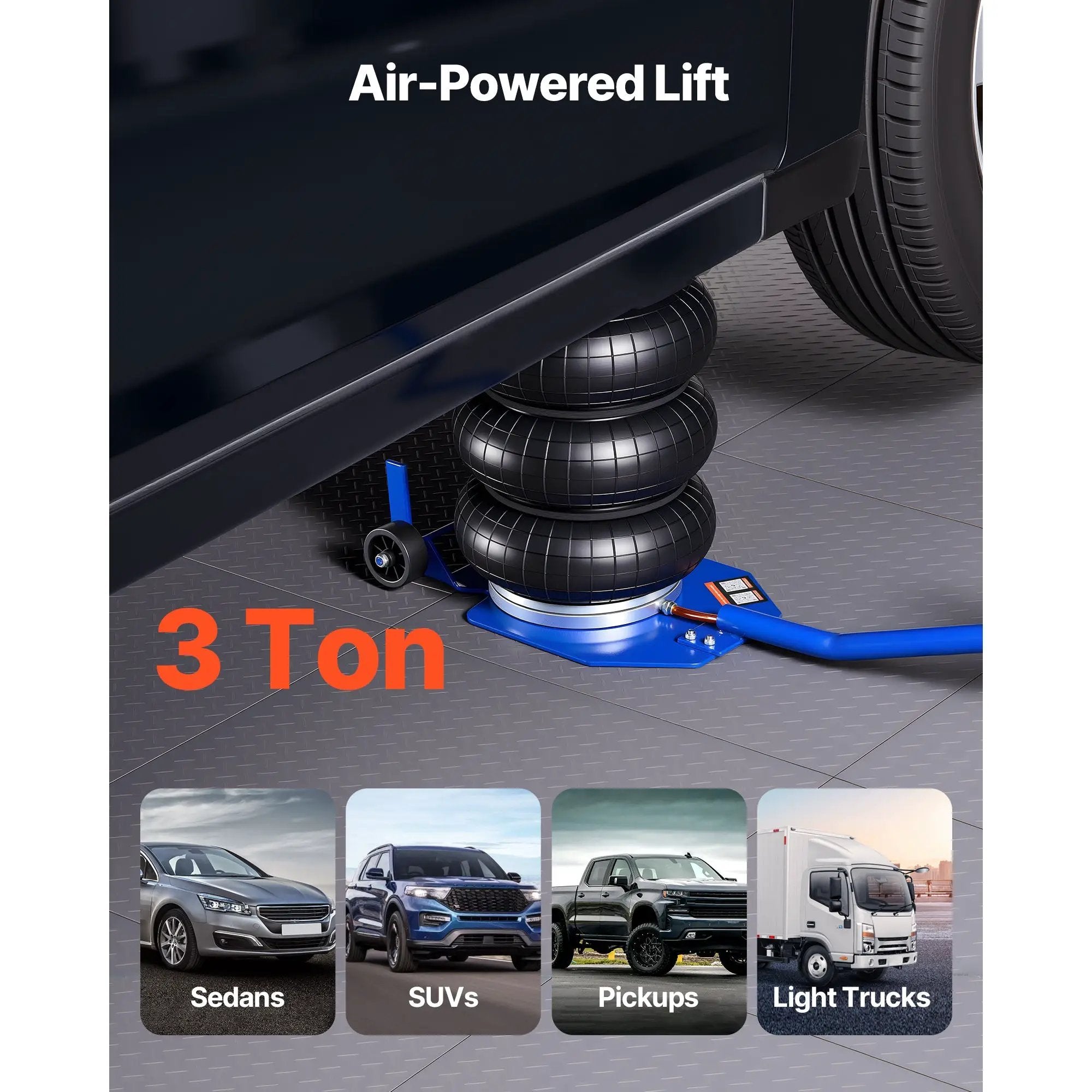 Air Jack, 3 Ton/6613 lbs Triple Bag Air Jack with Six Steel Pipes by HouseOfZazla
