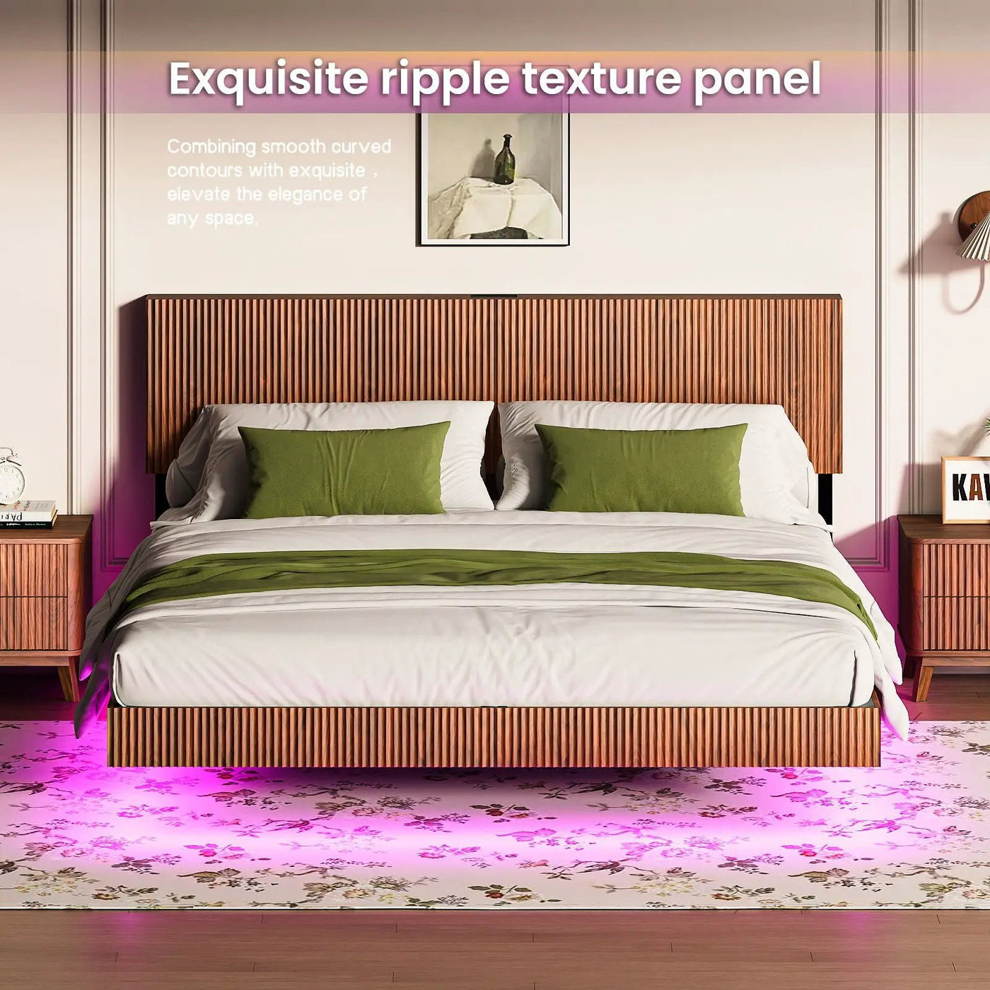 Floating Bedstead With Charging Station And LED Lights by Unique Piece Furniture