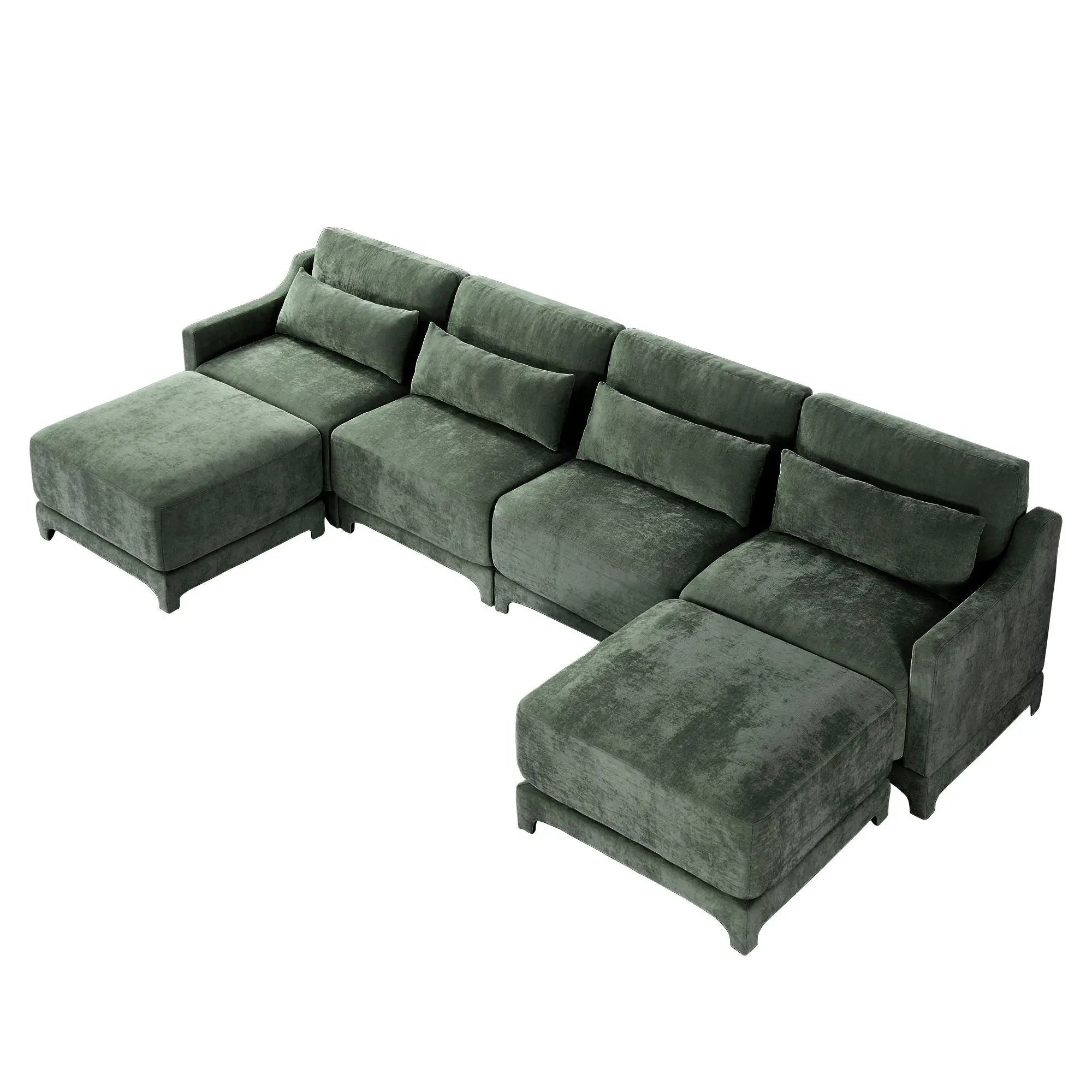 Stylish Sofa With Ottoman And Lumbar Pillows, Ergonomic Design by HouseOfZazla