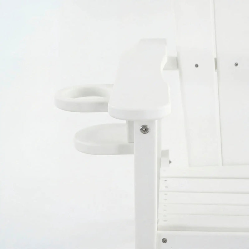 Outdoor Bar Height Adirondack Patio Chair With Cup Holder And Armrests All Weather UV Resistant - White by HouseOfZazla