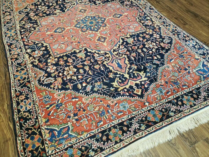 4.5' X 6.5' Handmade Antique Fine Indian Wool Rug Carpet Red by Jewel Rugs