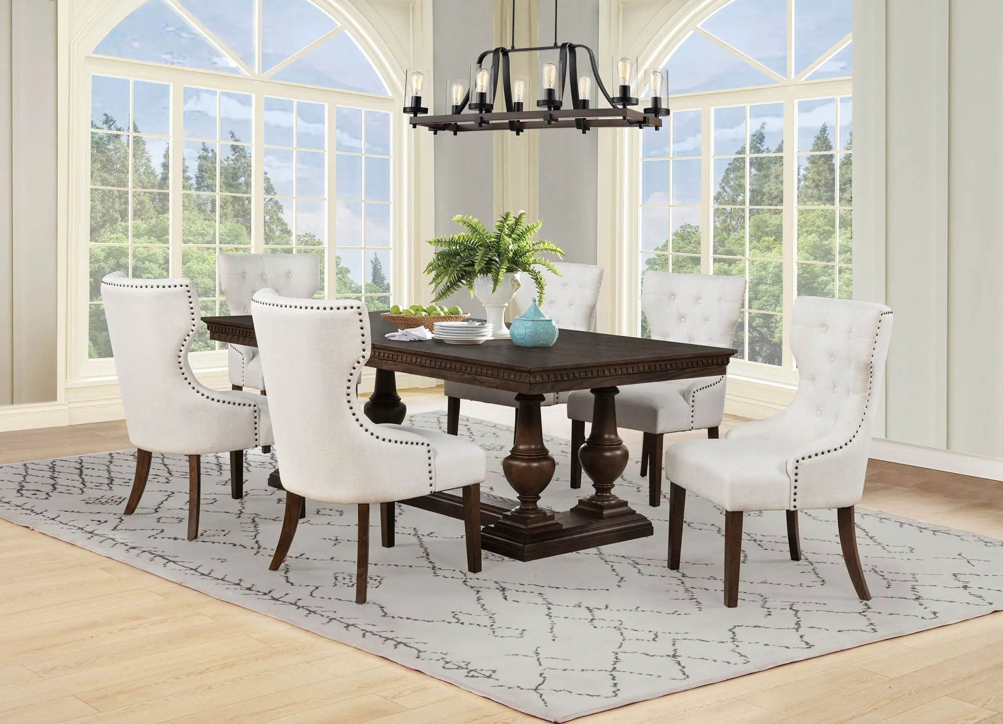 Ridgewell 7-piece Rectangular Trestle Dining Set Dark Oak by Unique Piece Furniture