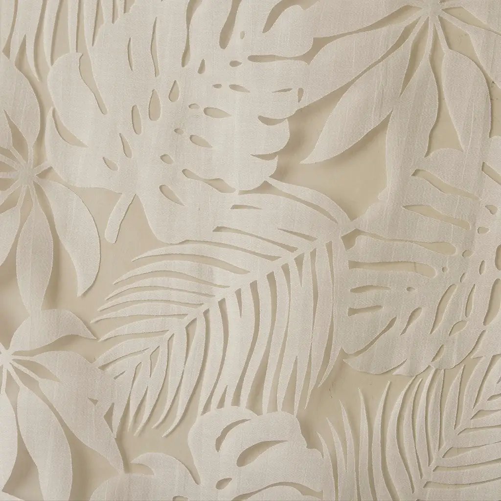 Palm Leaf Burnout Window Sheer Natural 50x84 Inches by HouseOfZazla