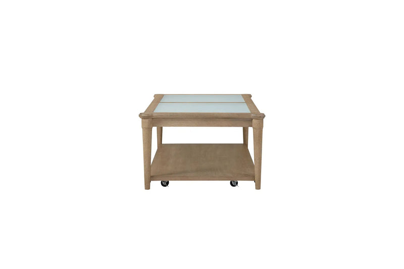 Frosted Glass Top Cocktail Table With Casters - Sand by Unique Piece Furniture