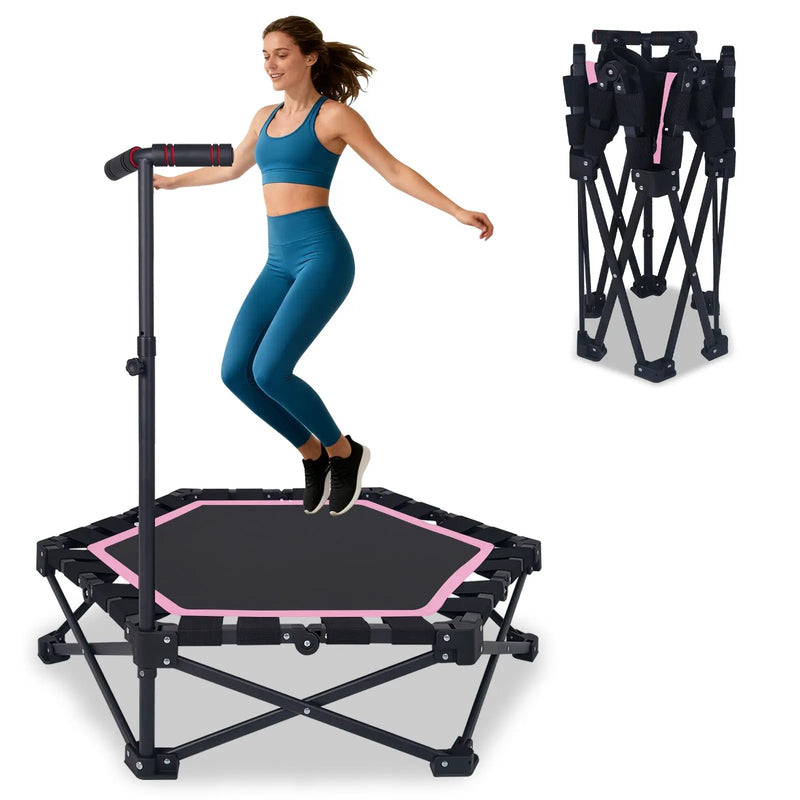 42" Foldable Mini Trampoline with Adjustable T-Bar by HouseOfZazla