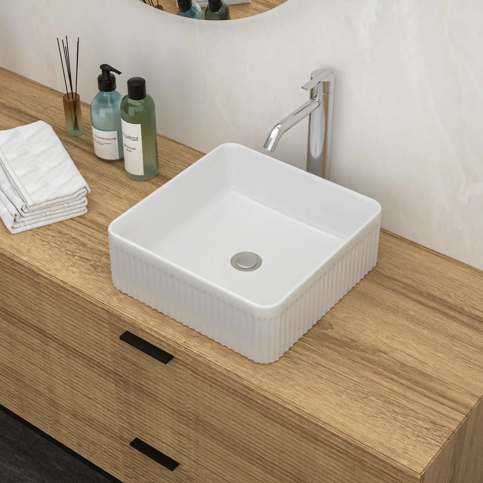 Modern Ceramic Rectangular Vessel Bathroom Sink by HouseOfZazla