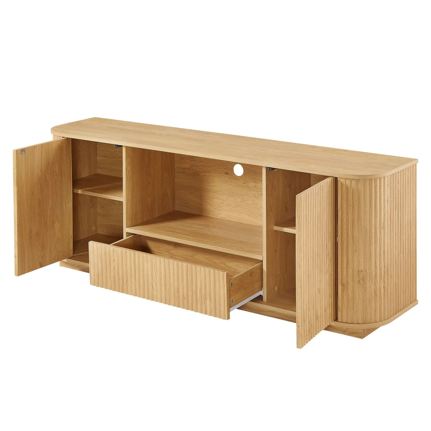 Modern Wavy TV Stand Rounded Sideboard With Storage Cabinet by Unique Piece Furniture