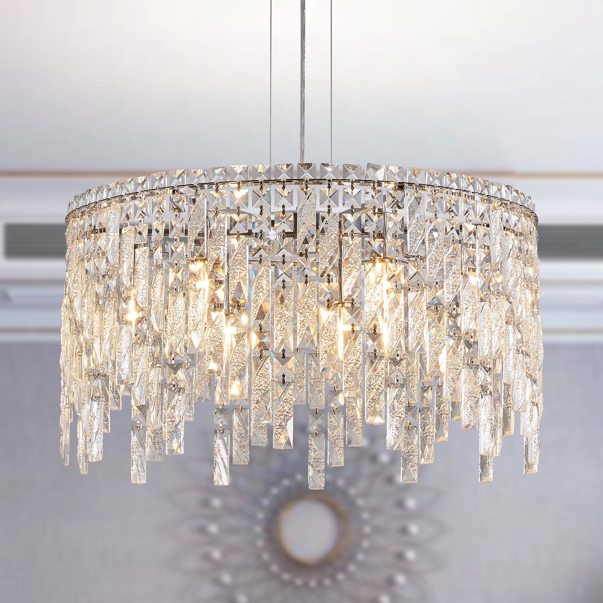 24" Luxurious Round Silver Crystal Chandelier by HouseOfZazla