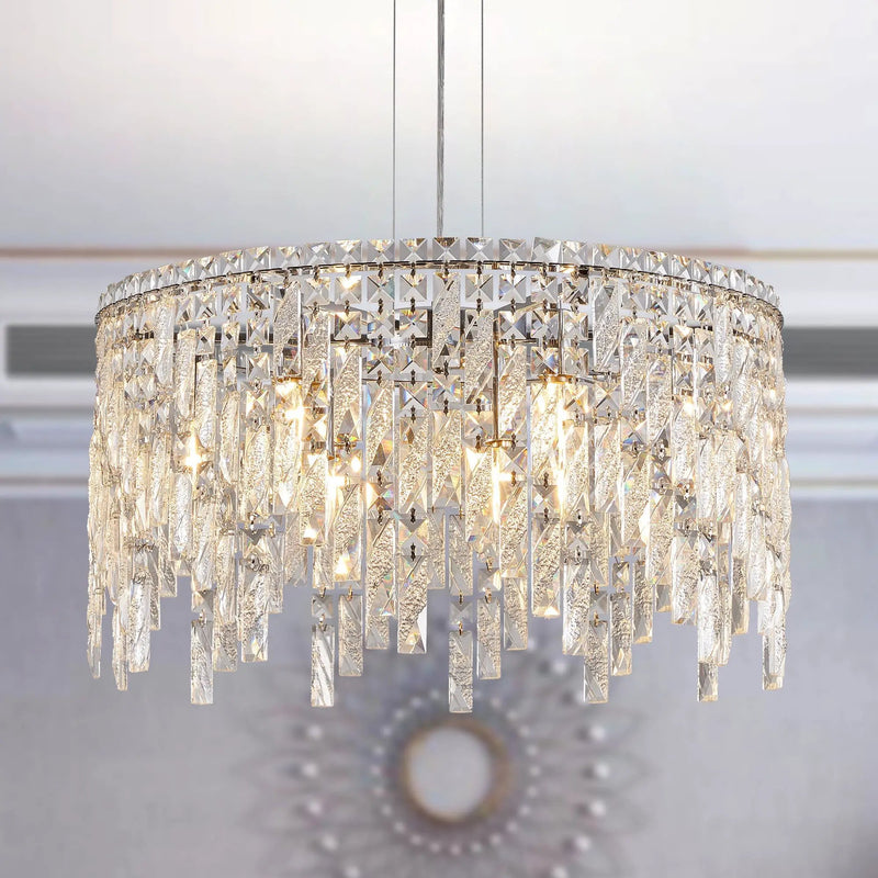24" Luxurious Round Silver Crystal Chandelier by HouseOfZazla