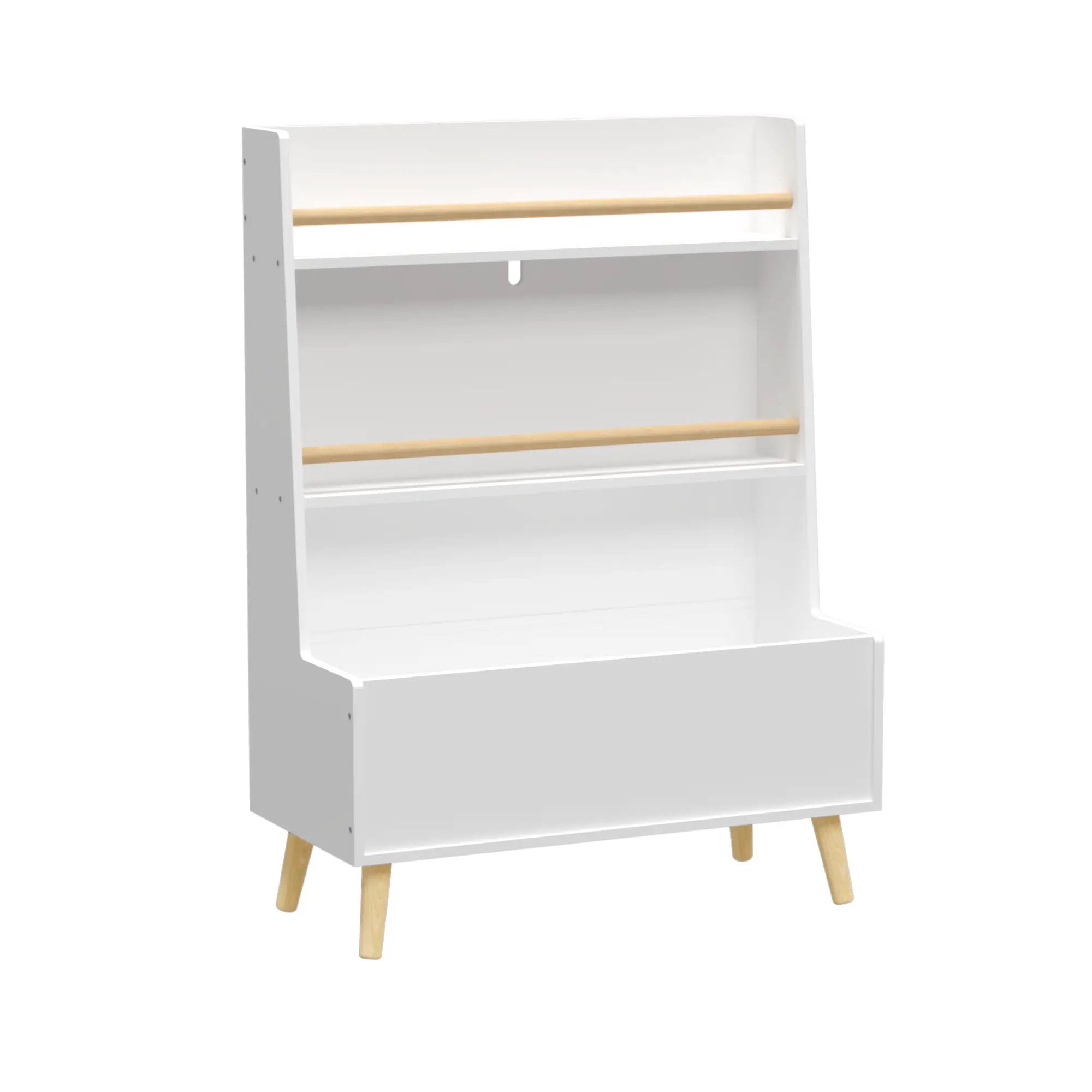 Bookshelf, Book Organizer With Toy Storage - White by HouseOfZazla