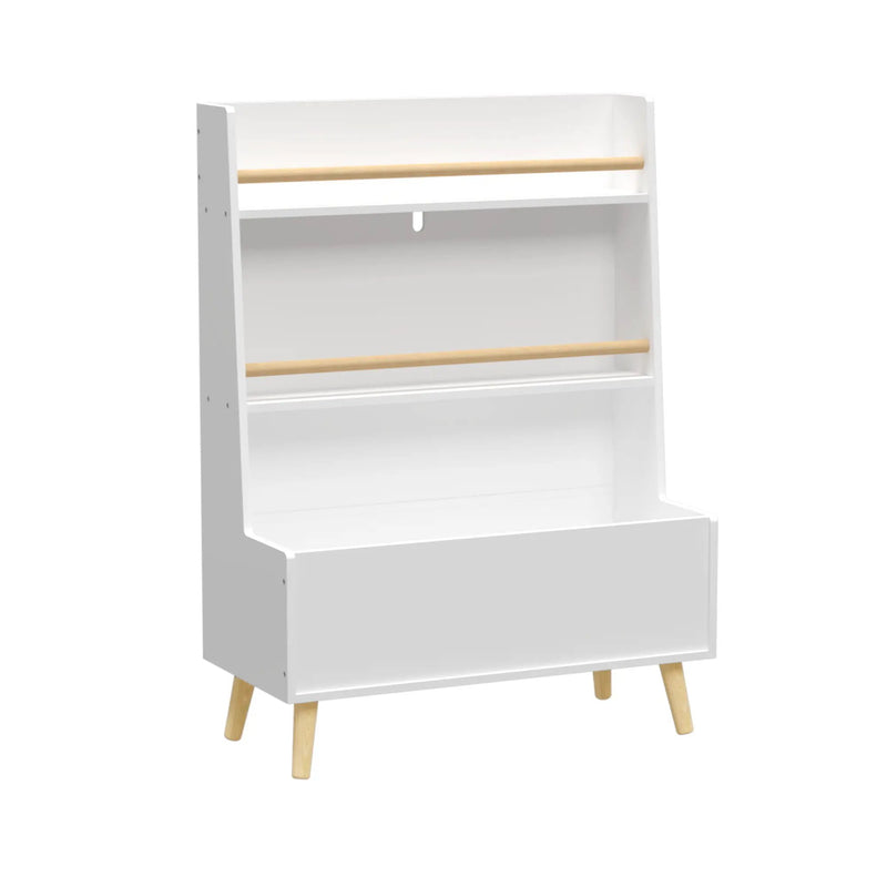 Bookshelf, Book Organizer With Toy Storage - White by HouseOfZazla