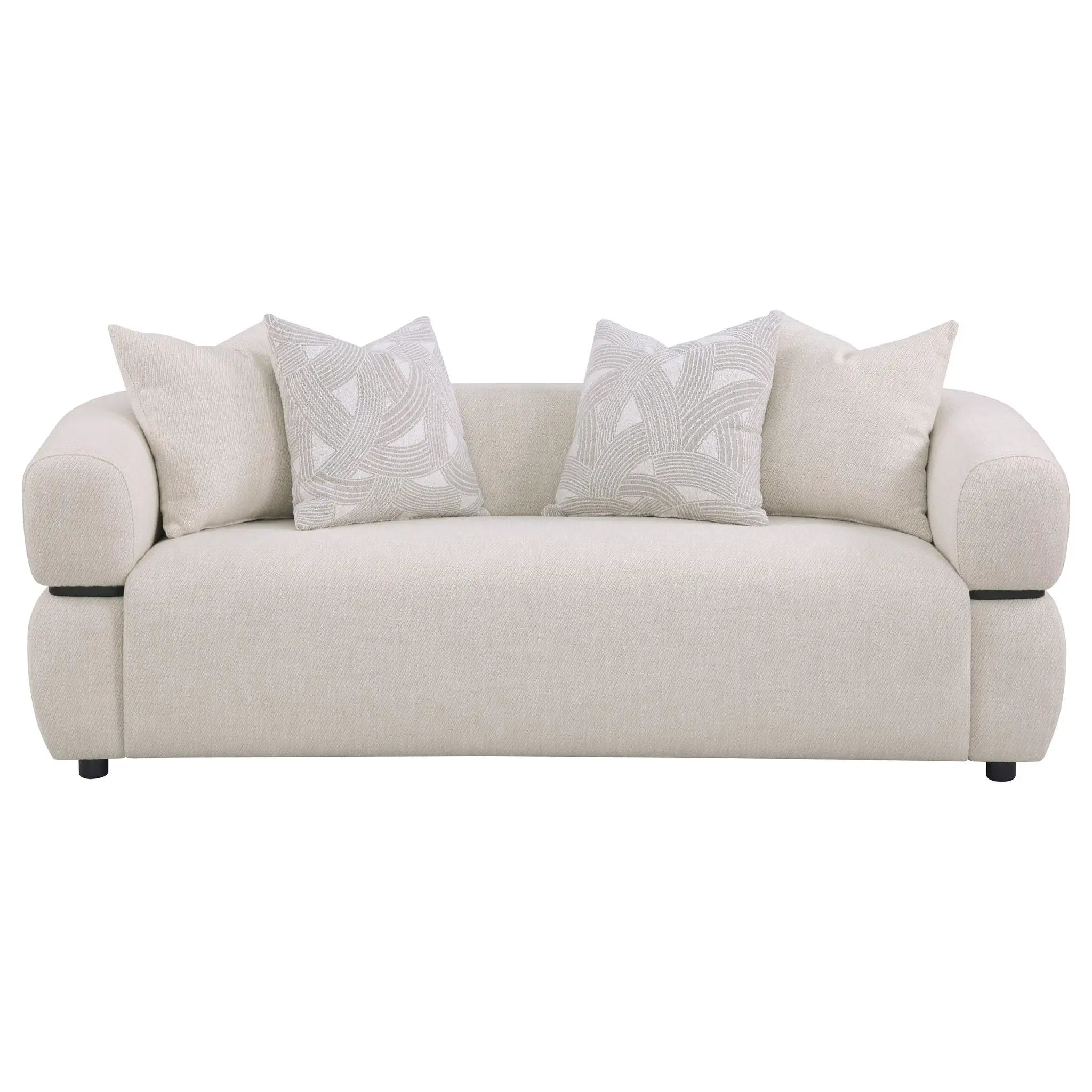 Jeanette 84-inch Fabric Upholstered Round Arm Sofa Beige by Unique Piece Furniture