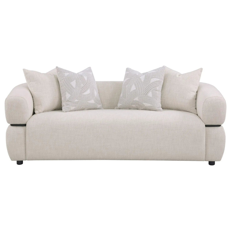 Jeanette 84-inch Fabric Upholstered Round Arm Sofa Beige by Unique Piece Furniture