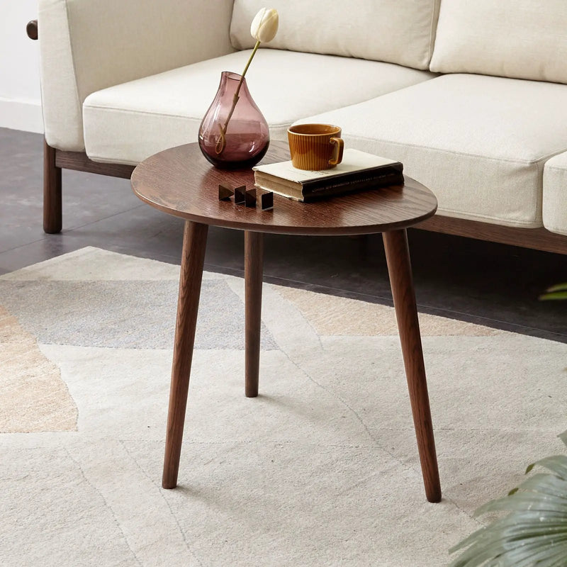 Center Table Low Table 100% Solid Oak Wood Top Plate Desk Pebble Shaped Natural Wooden Coffee Table - Walnut by Unique Piece Furniture