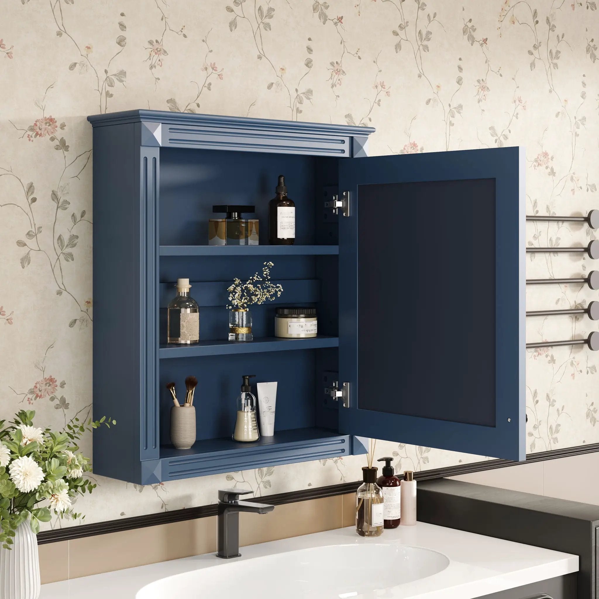 Wall Mounted Bathroom Storage Cabinet With Mirror, Medicine Cabinet With Height Adjustable Shelf by HouseOfZazla