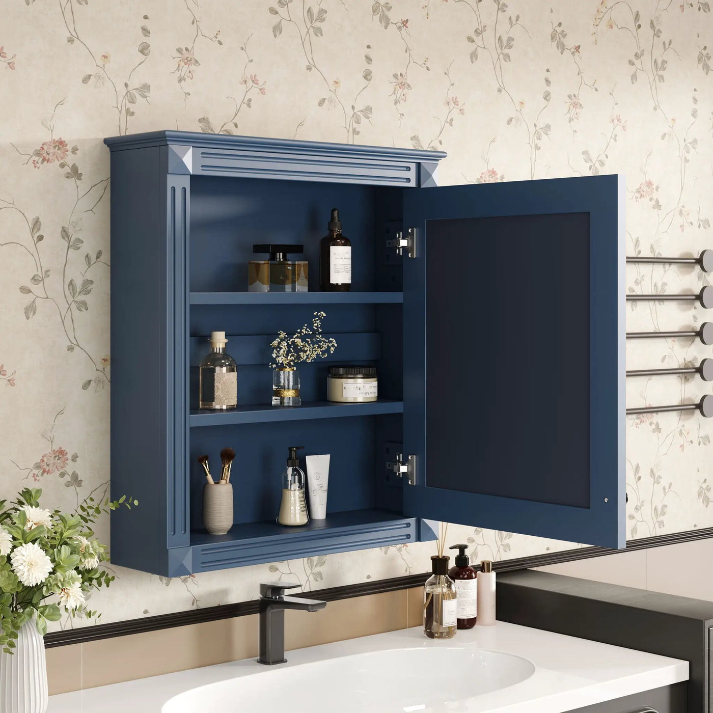 Wall Mounted Bathroom Storage Cabinet With Mirror, Medicine Cabinet With Height Adjustable Shelf by Unique Piece Furniture