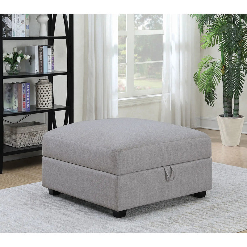 Austin - Square Upholstered Ottoman - Gray by HouseOfZazla