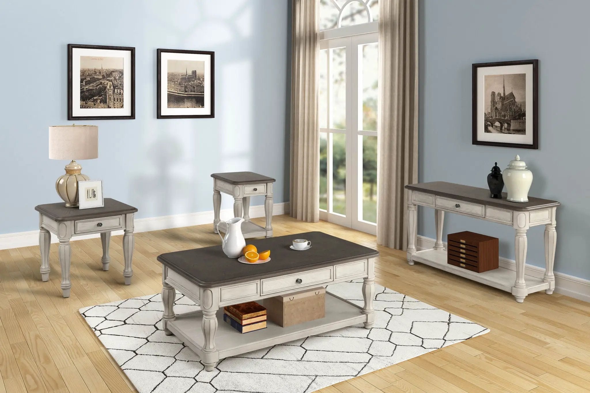 Chairside Table With Storage - Antique White by Unique Piece Furniture