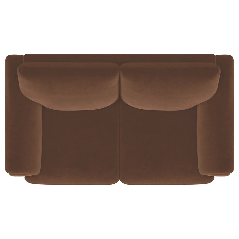 Dania - Upholstered Crescent Loveseat With Curved Tufted Arms - Rust