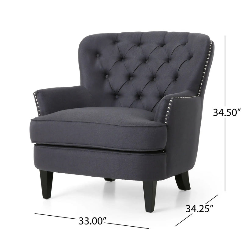 Enchante Living Room Set with Tufted Back Club Chair and Ottoman by HouseOfZazla