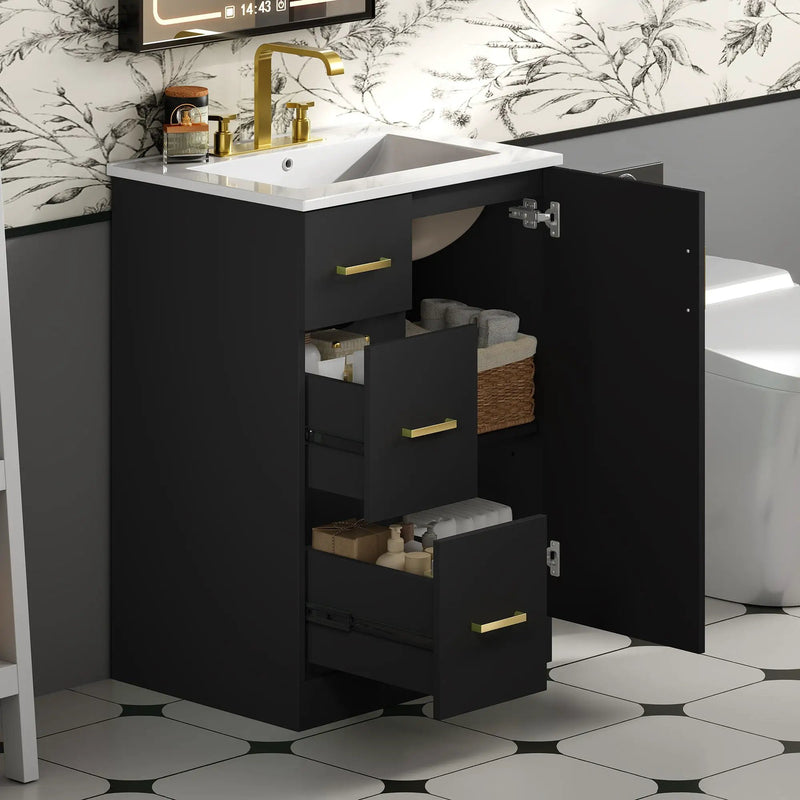 Bathroom Vanity With Under Mount Sink, 2 Drawers And Soft Closing Door