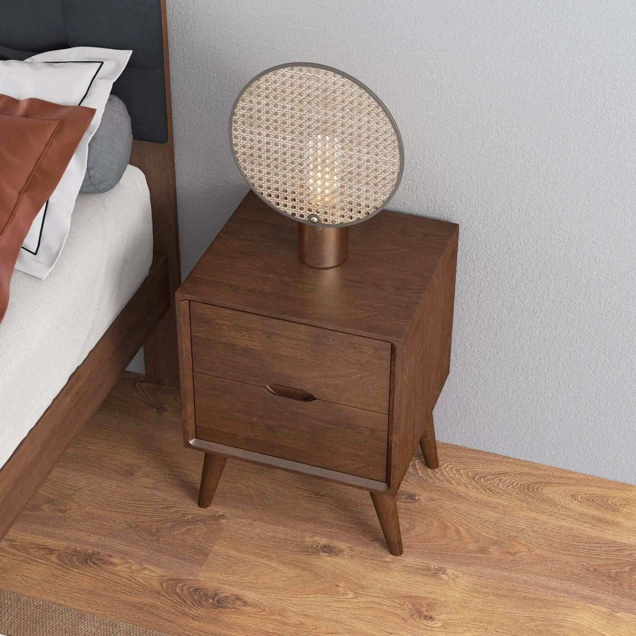 Alexandra - Night Stand With 2 Drawers - Walnut Brown by HouseOfZazla