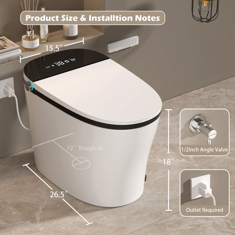 Smart Toilet with Bidet Built In, Heated Seat, Auto Flush, and LED Display by HouseOfZazla