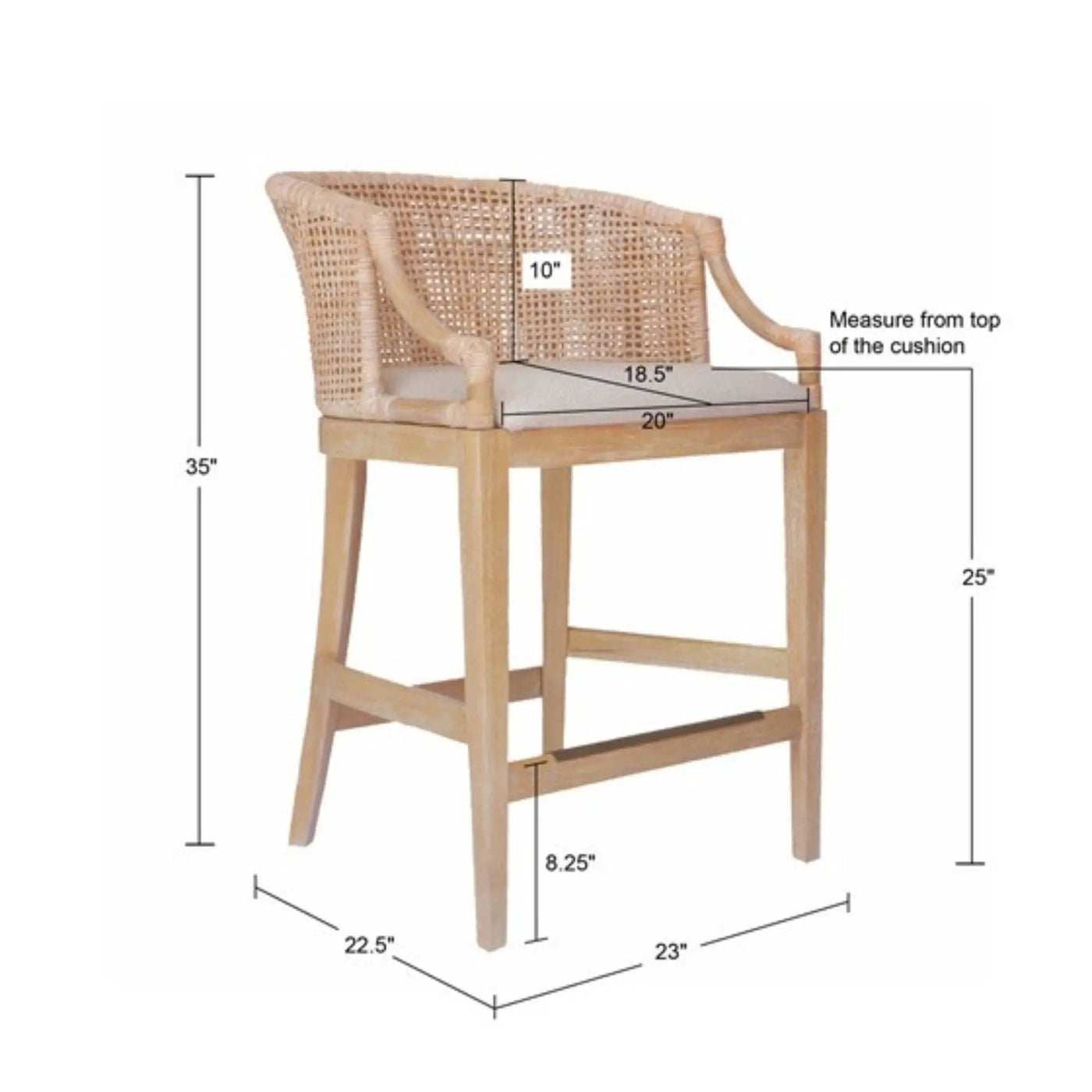 Casual Handcrafted Rattan Counter Stool by Unique Piece Furniture