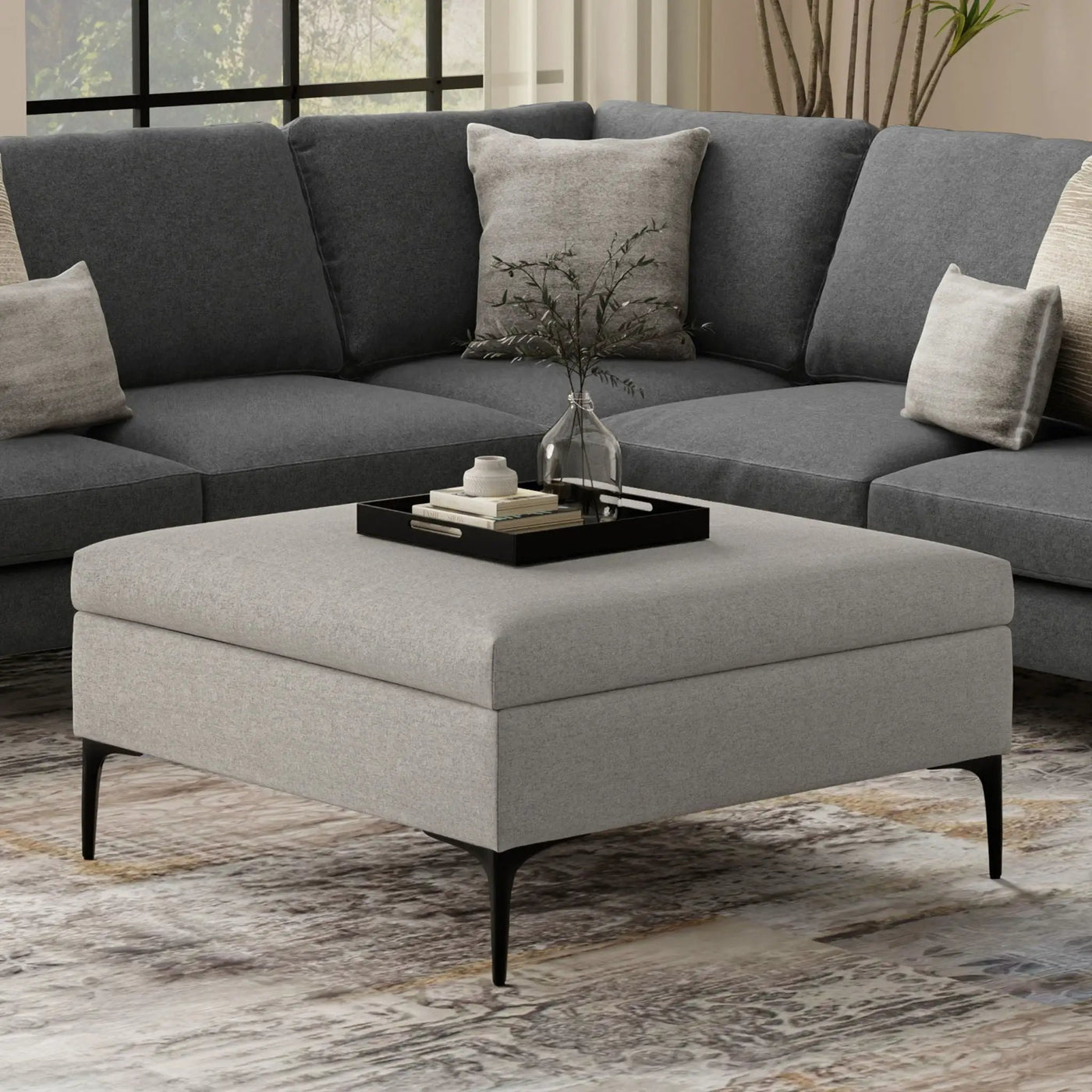 Rebecca - Multifunctional Coffee Table Storage Ottoman With Lift Up Lid by HouseOfZazla