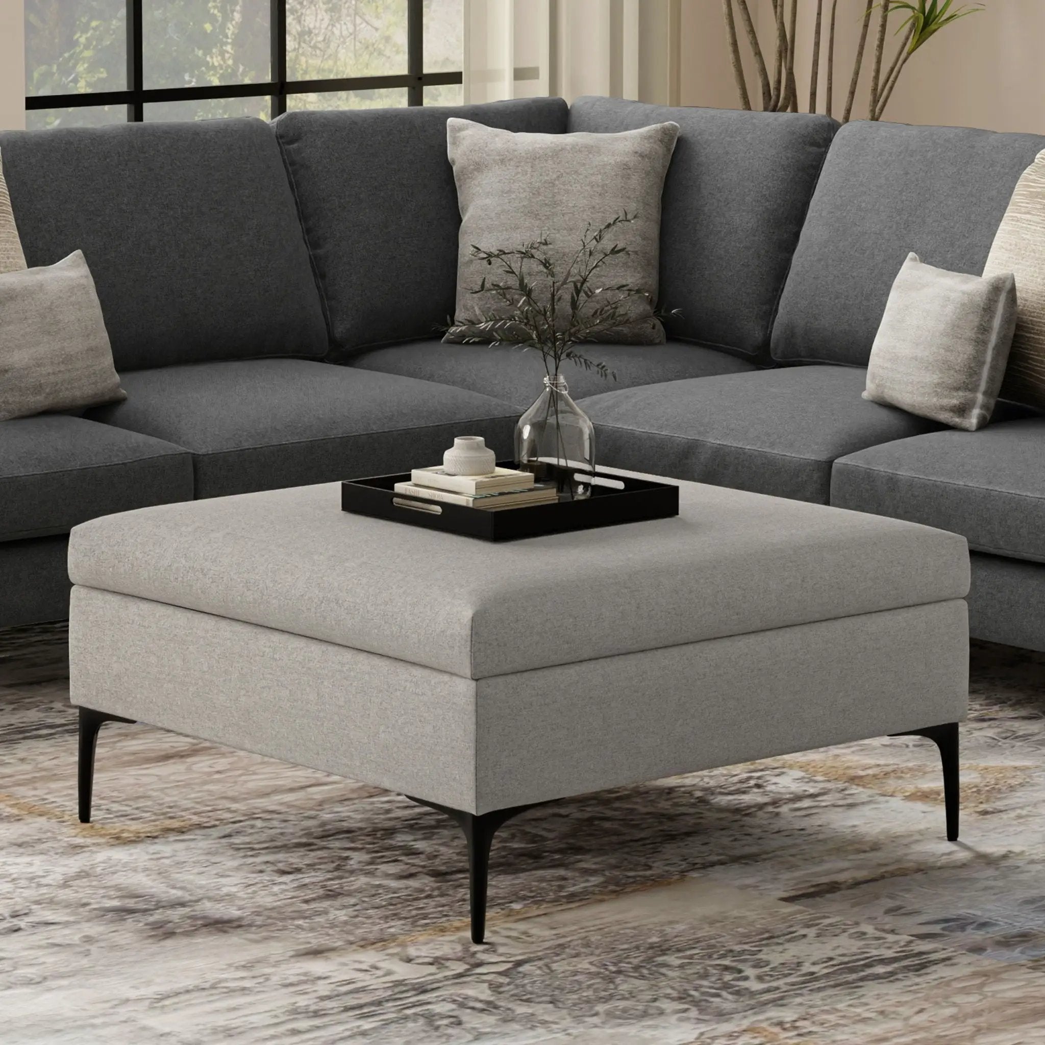 Rebecca - Multifunctional Coffee Table Storage Ottoman With Lift Up Lid by Unique Piece Furniture