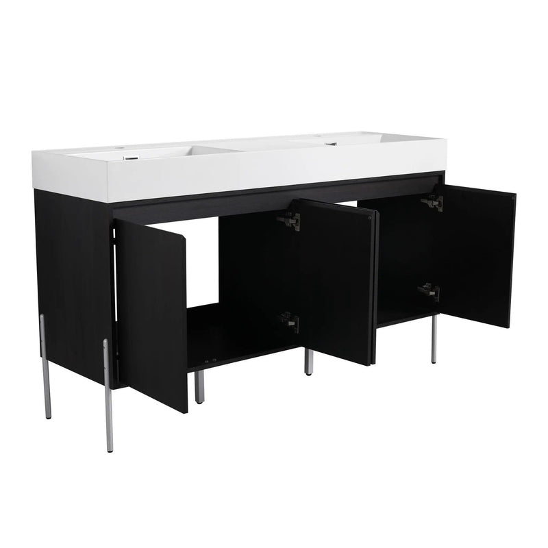 Freestanding Bathroom Vanity With Resin Sink And Storage Cabinet by HouseOfZazla