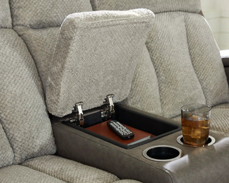 WhipLash - Power Reclining Loveseat With Console / Adj Headrest - Sisal by Unique Piece Furniture