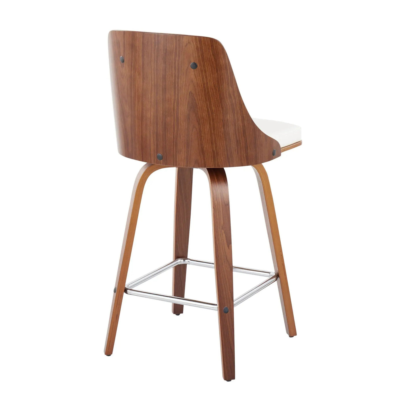 Gianna - Mid Century Modern Fixed Height Counter Stool With Swivel With Square Footrest (Set of 2) by HouseOfZazla