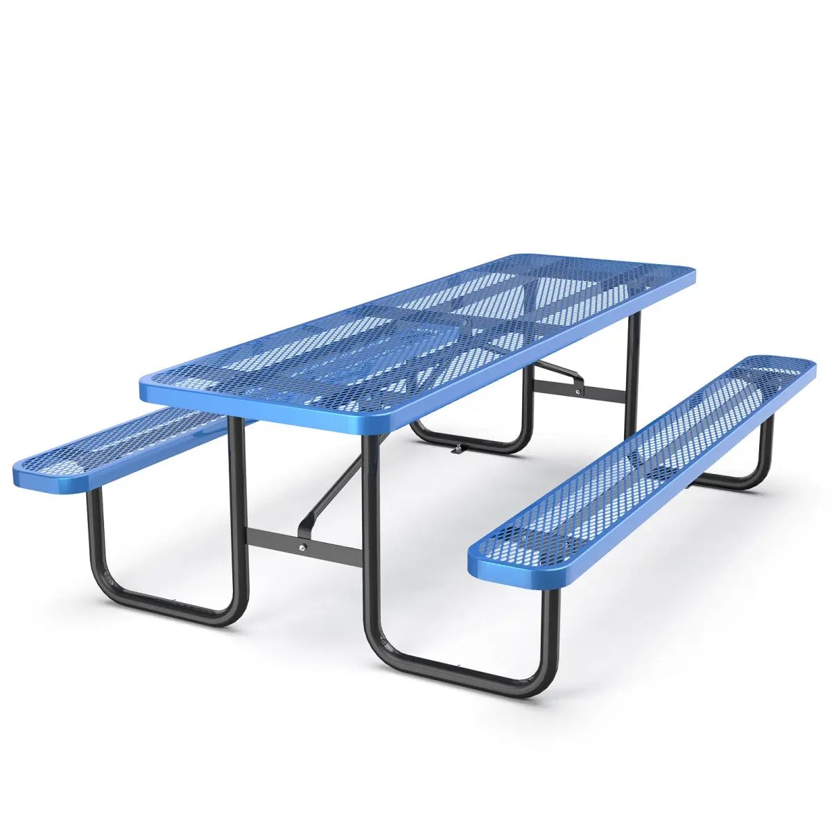 8 ft Metal Picnic Tables for Outdoors, Rectangle Coated Steel Patio Furniture Set by Chery Industrial