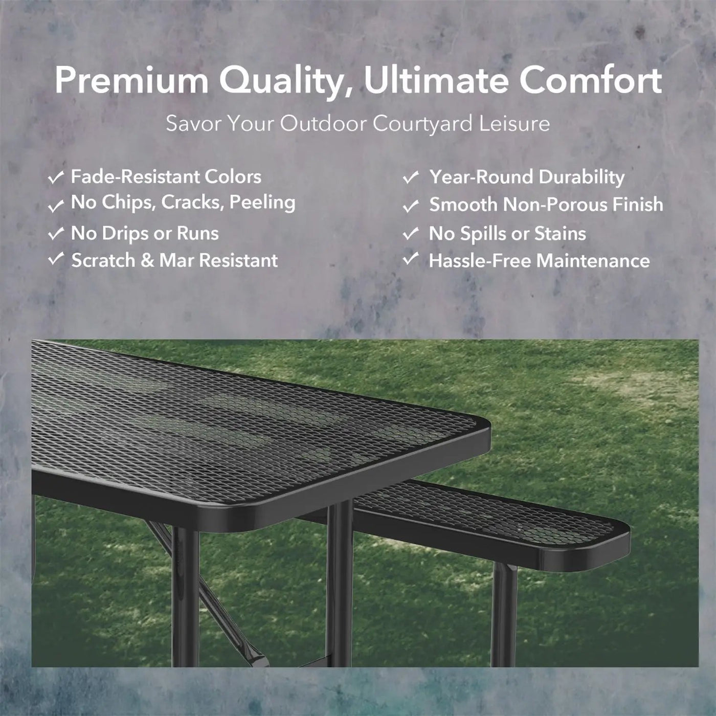 8ft Rectangle Picnic Table With Umbrella Hole by Chery Industrial