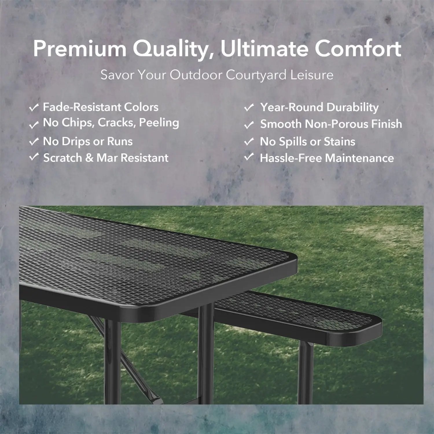 8ft Rectangle Picnic Table With Umbrella Hole by Chery Industrial