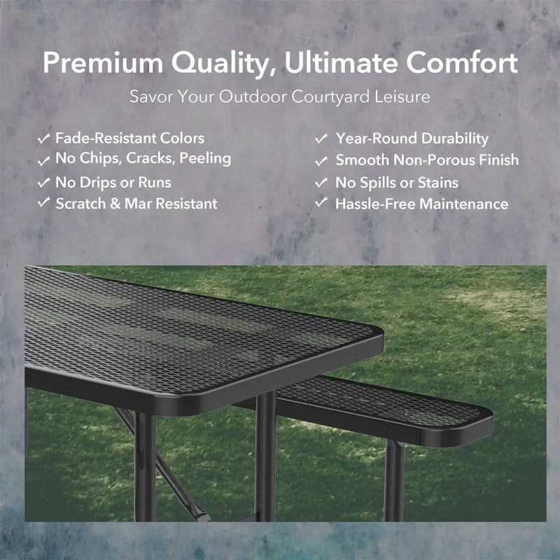 8ft Rectangle Picnic Table With Umbrella Hole by Chery Industrial