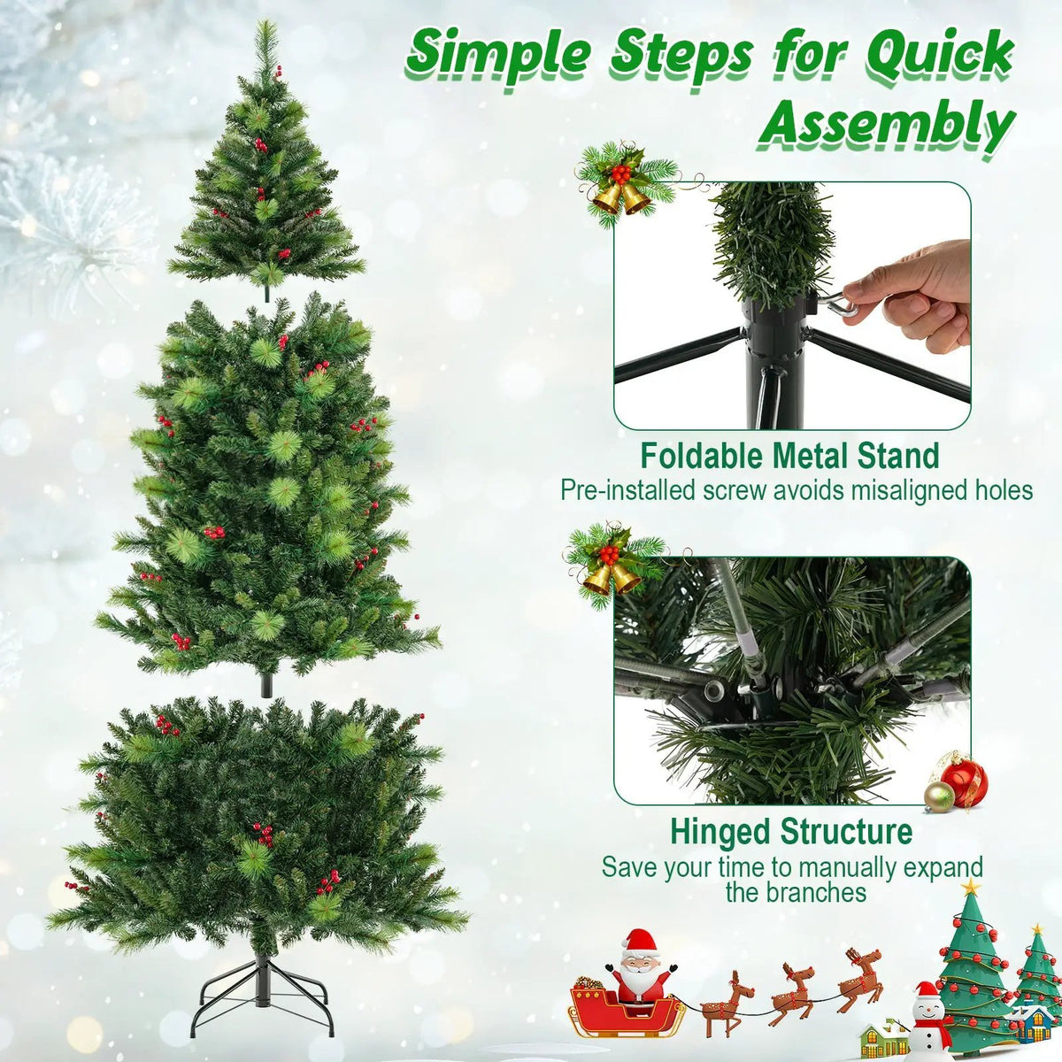 6/7/8 Feet Pre-Lit Artificial Christmas Tree with 300/400/500 LED Lights, photo 24 of 24