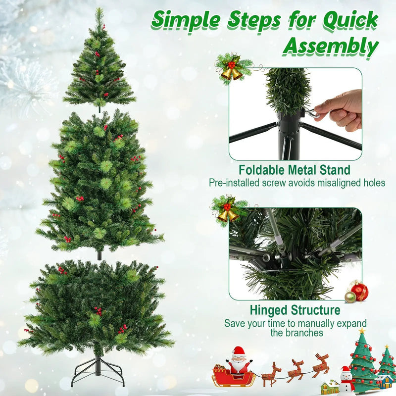 6/7/8 Feet Pre-Lit Artificial Christmas Tree with 300/400/500 LED Lights by DirectDeals