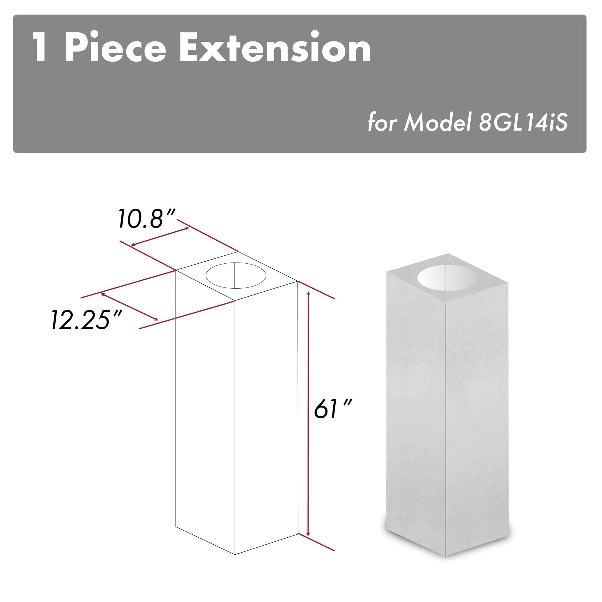 ZLINE 61" Snow Finished Stainless Steel Chimney Extension For Ceilings Up To 12.5 Ft. (8GL14iS-E) by Farmhouse Kitchen and Bath