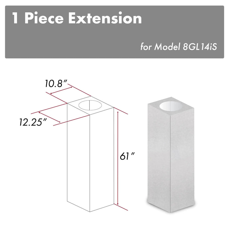 ZLINE 61" Snow Finished Stainless Steel Chimney Extension For Ceilings Up To 12.5 Ft. (8GL14iS-E) by Farmhouse Kitchen and Bath