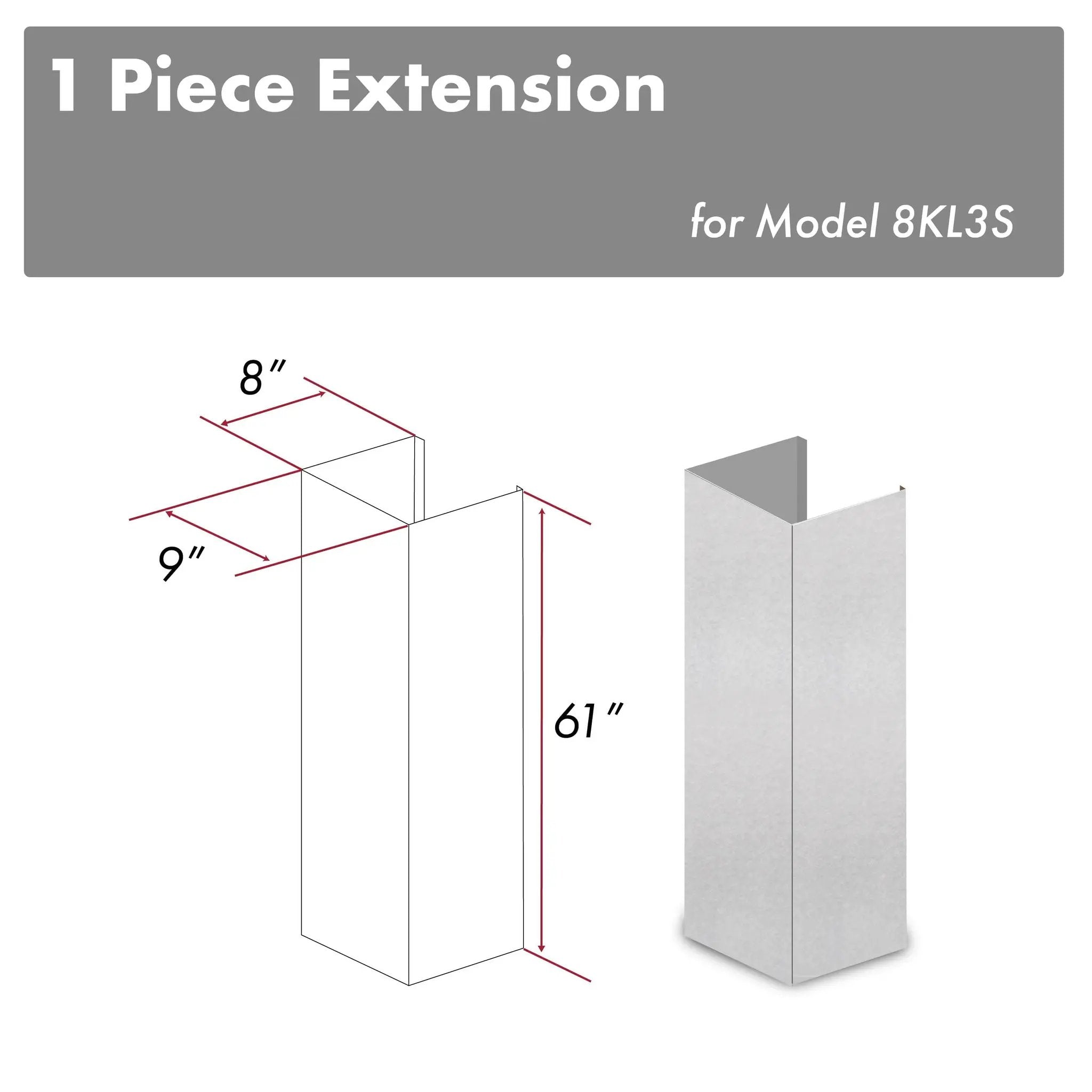ZLINE 61" Snow Finished Stainless Chimney Extension, For Ceilings Up To 12.5', 8KL3S-E by Farmhouse Kitchen and Bath