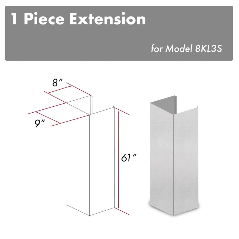 ZLINE 61" Snow Finished Stainless Chimney Extension, For Ceilings Up To 12.5', 8KL3S-E by Farmhouse Kitchen and Bath